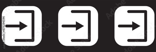 Login and logout icons. Set of sign out, Sign in vector icon. Open and close door symbol. Black exit and enter arrow, vector icon in trendy flat style
