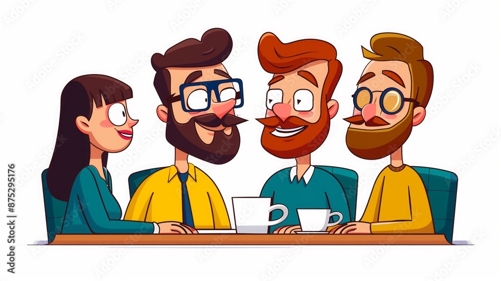 Fototapeta premium A group of colleagues enjoys a casual coffee break together