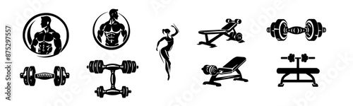 set of gym fitness illustration