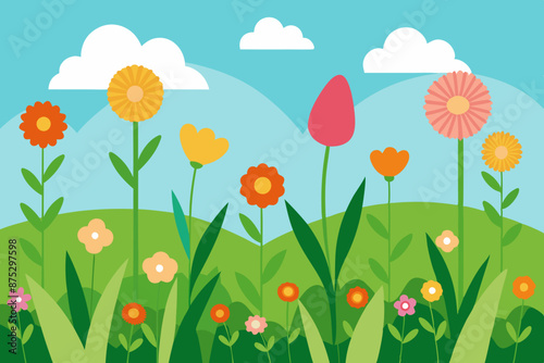 meadows with wildflowers vector illustration 