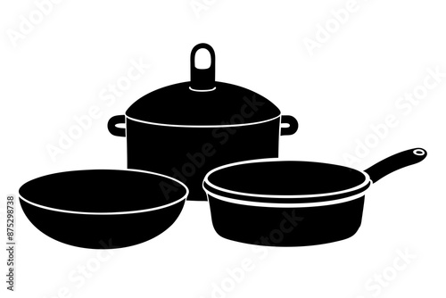 stainless steel cookware vector illustration 