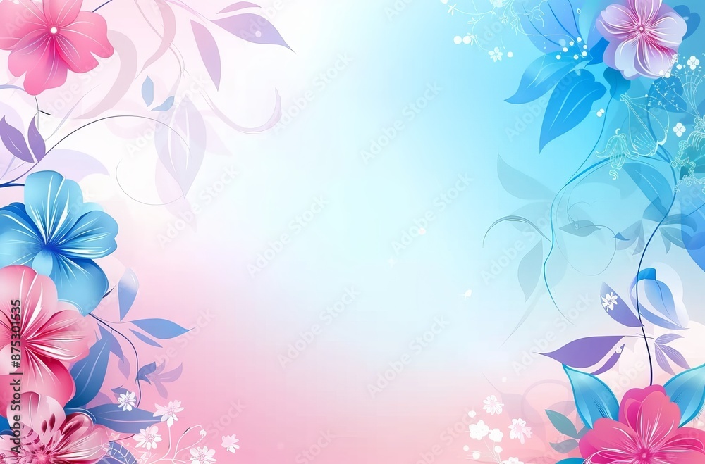 abstract with flowers, Beautiful background with a pink and blue gradient, a vector illustration of a floral abstract with flowers, Beautiful background with a pink and blue gradient, a vector illustration of a floral