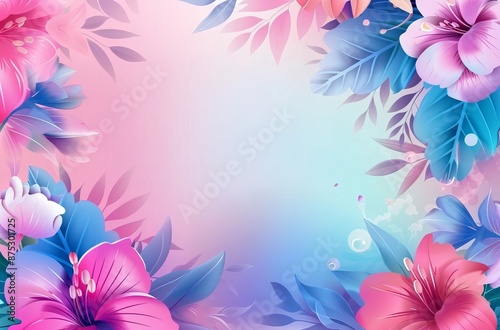 abstract with flowers, Beautiful background with a pink and blue gradient, a of a floral