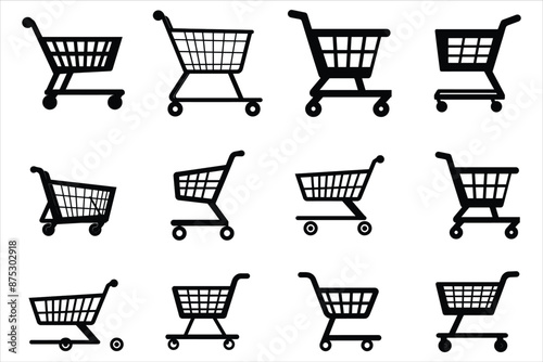 Shopping Cart Icon Silhouette Bundle Set