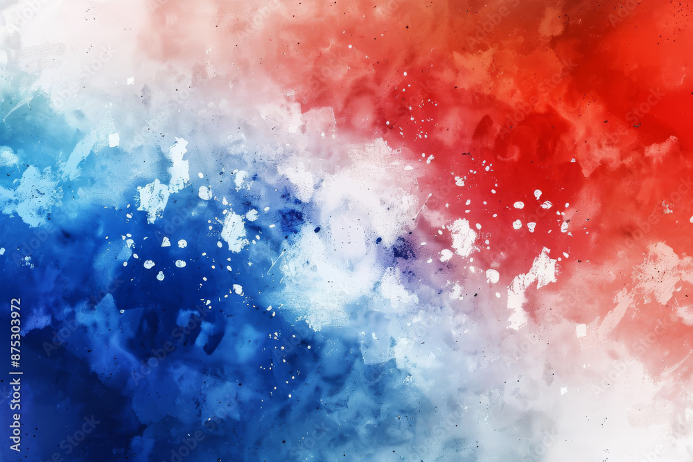 Fototapeta premium An abstract blend of red, white, and blue colors, creating a vibrant, dynamic splash effect that evokes a sense of energy and imagination.