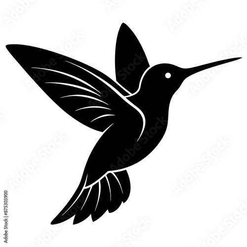A black hummingbird silhouette vector illustration.