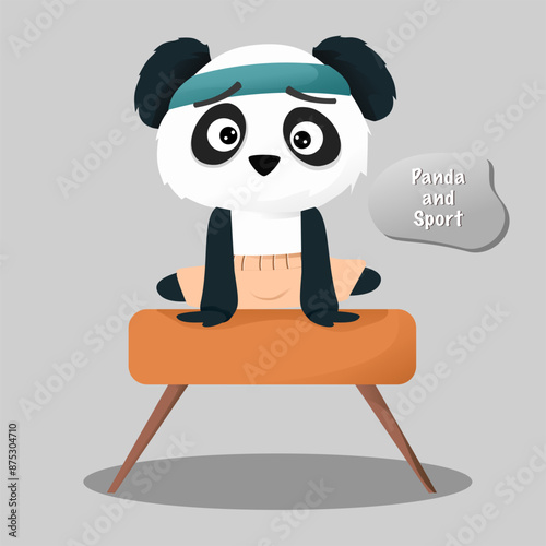 Panda straddle vault illustration vector