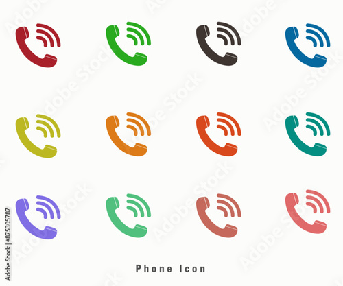 colofull circle line mobile phone icon logo clip art vector photo