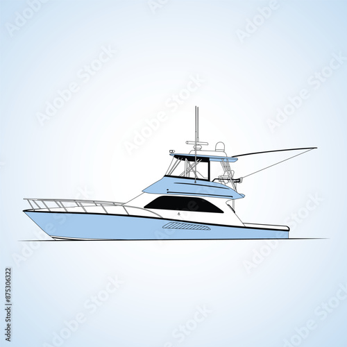 Boat Vector Line Art Illustration One Color 