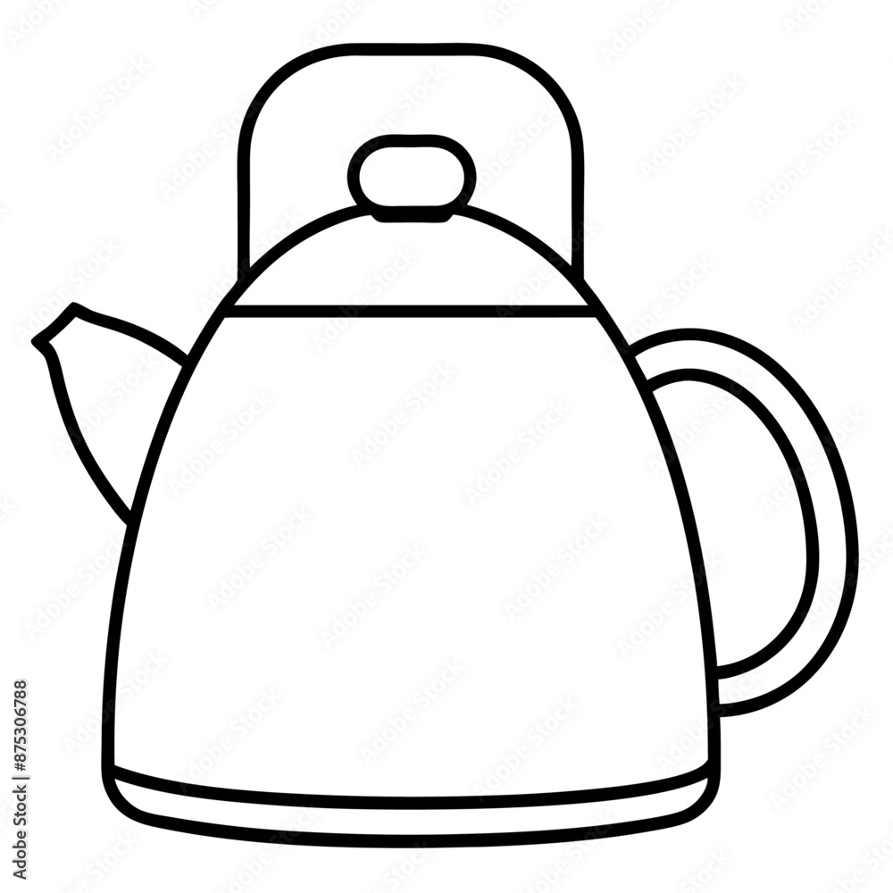 Obraz premium kettle outline coloring book page line art illustration digital drawing