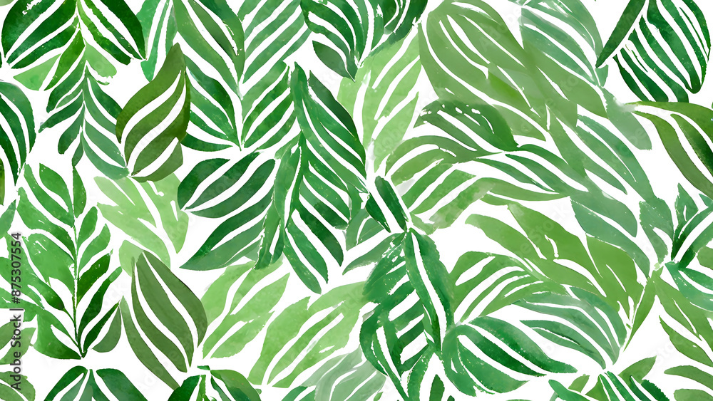 Tropical Paradise: Watercolor Palm Leaf Seamless Pattern Tropical Paradise: Watercolor Palm Leaf Seamless Pattern