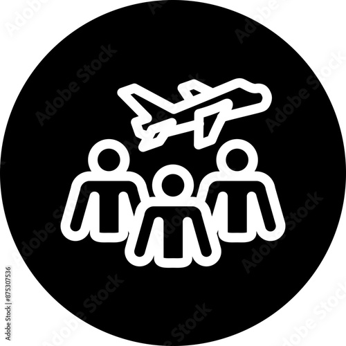 Group Travel Vector Line White Circle Black