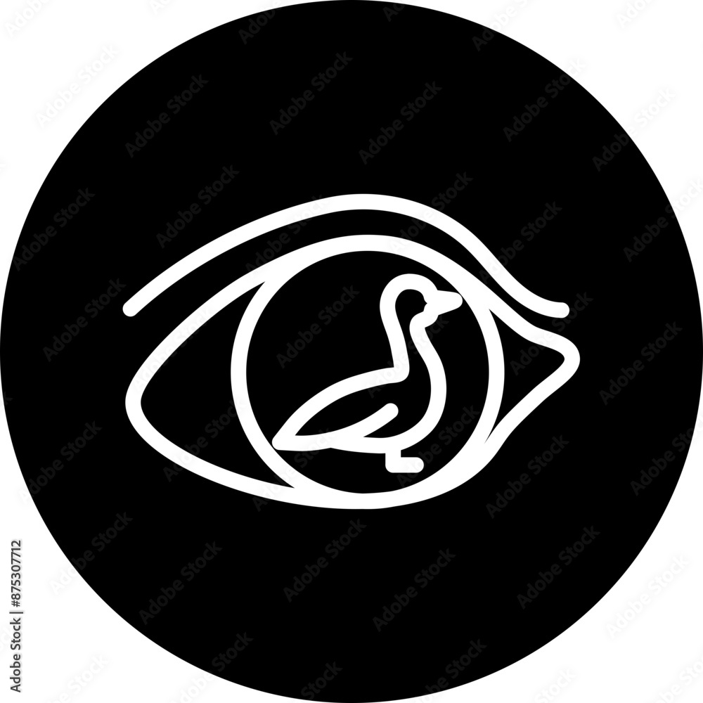 Birdwatching Vector Line White Circle Black Birdwatching Vector Line White Circle Black