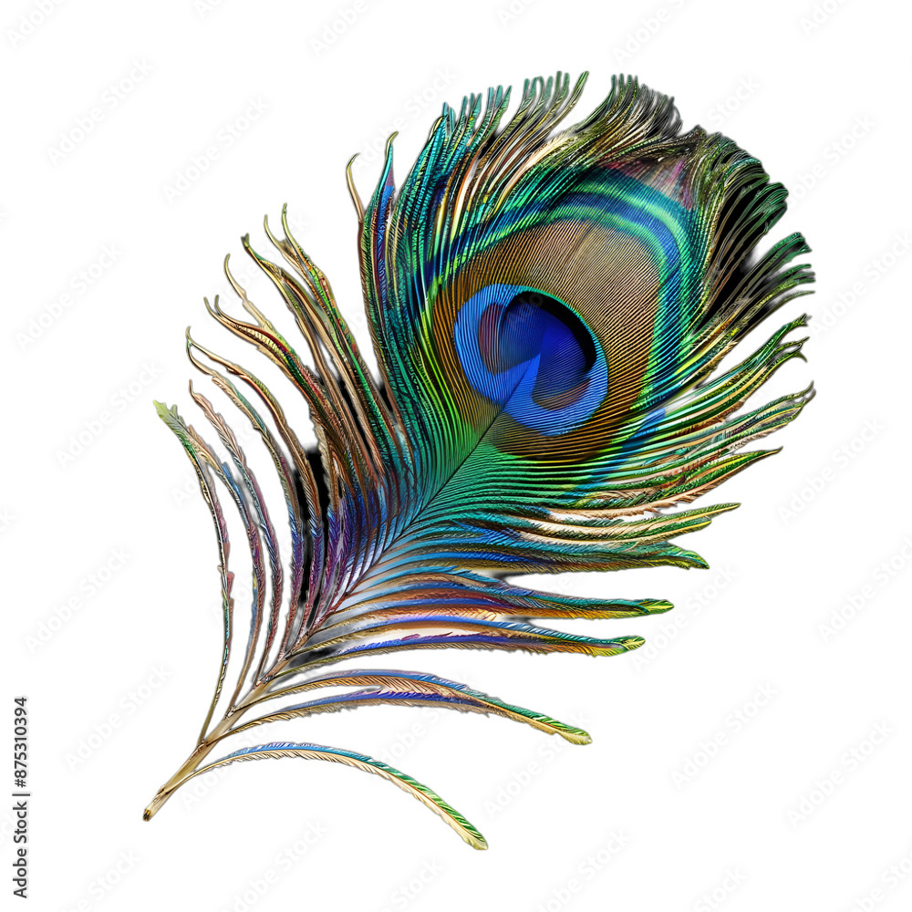 Fototapeta premium peacock feather isolated on white background genrated by AI