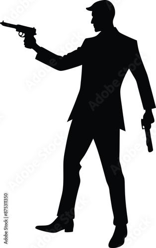 A Man with gun in hand silhouette illustration