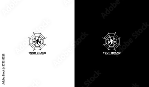 Black spider logo. Spider icon, line, simple. Creative design, graphic vector illustration
