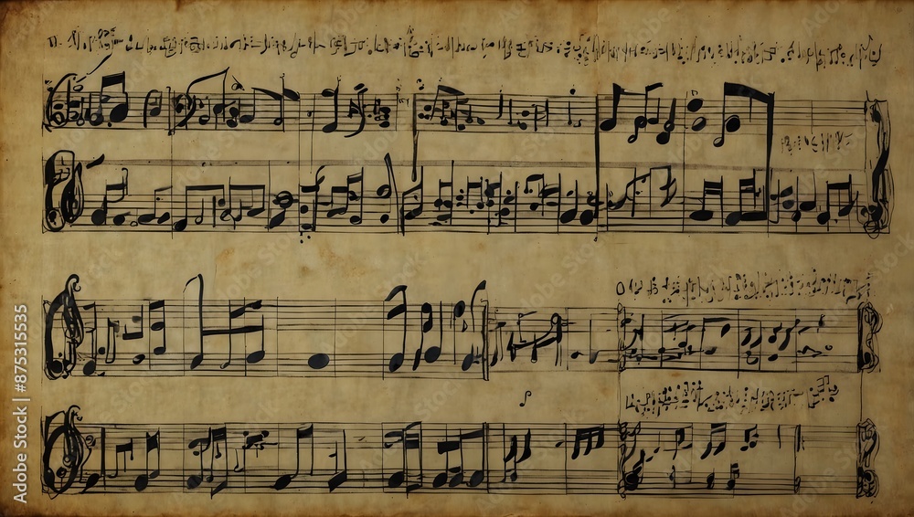 Fototapeta premium The evolution of musical notation systems throughout history ai_generated