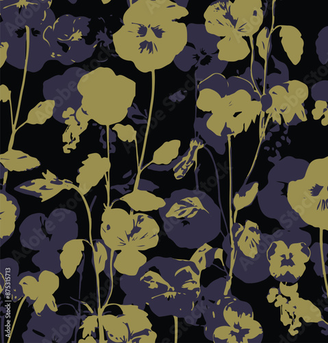 Flowers seamless pattern. vector illustration. Abstract flowers, floral vector with leaves