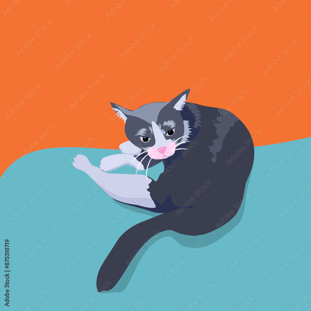 Start Led Drawing Drawing of a black cat with white marks on its nose and legs. He was ...