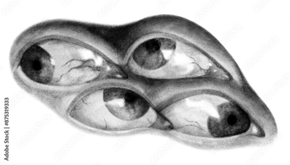 Naklejka premium Eyes surreal psychedelic chalk tattoo illustration