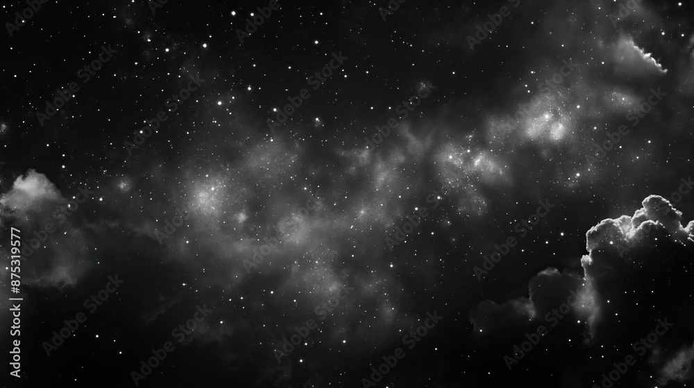 Fototapeta premium abstract black and white universe nebula clouds in space, with starry night cosmos galactic sky. wallpaper background 