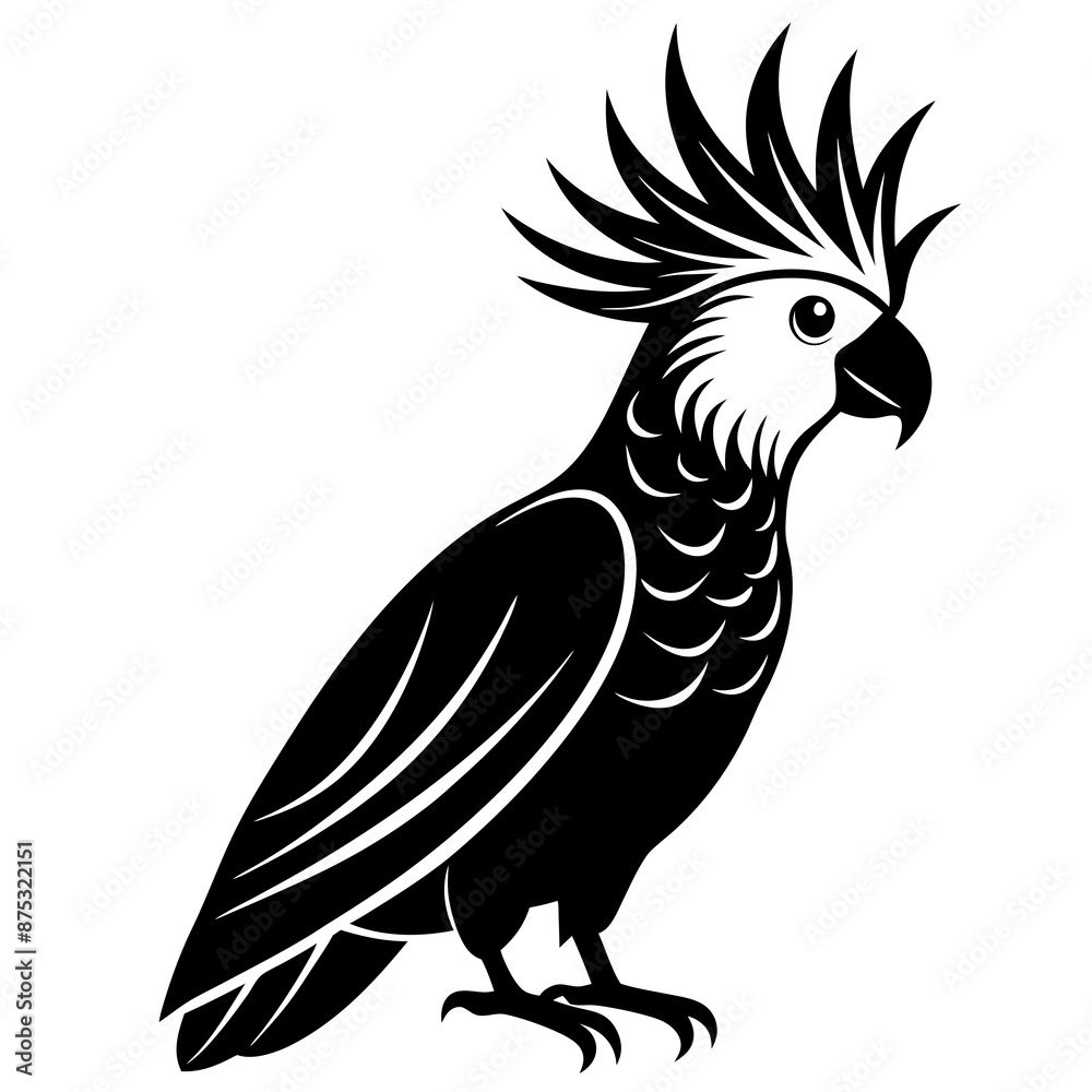 Fototapeta premium Elegant Single Cockatoo Vector Silhouette Line Art Illustration Design.