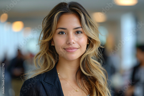 Portrait of a Young Woman with Long Blonde Hair.