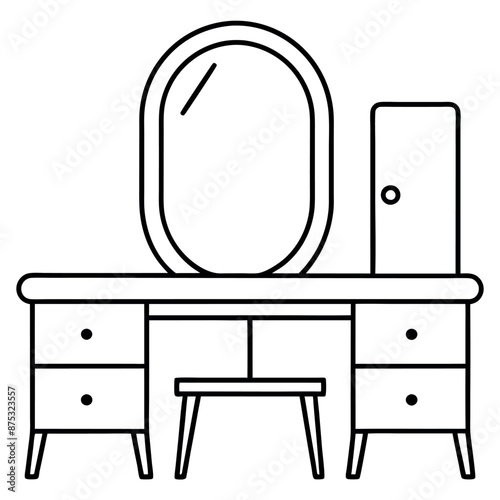 furniture, including a dressing table The dressing room is designed in an outline format