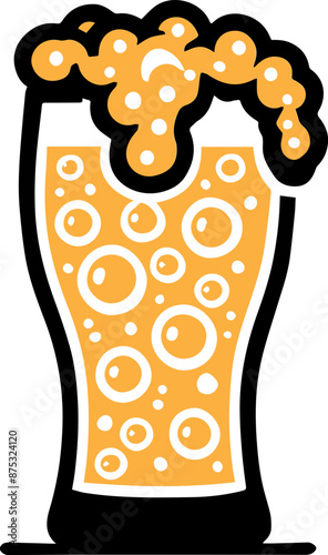 Colorful illustration of a frothy beer glass filled with bubbles, capturing the essence of refreshment and enjoyment.