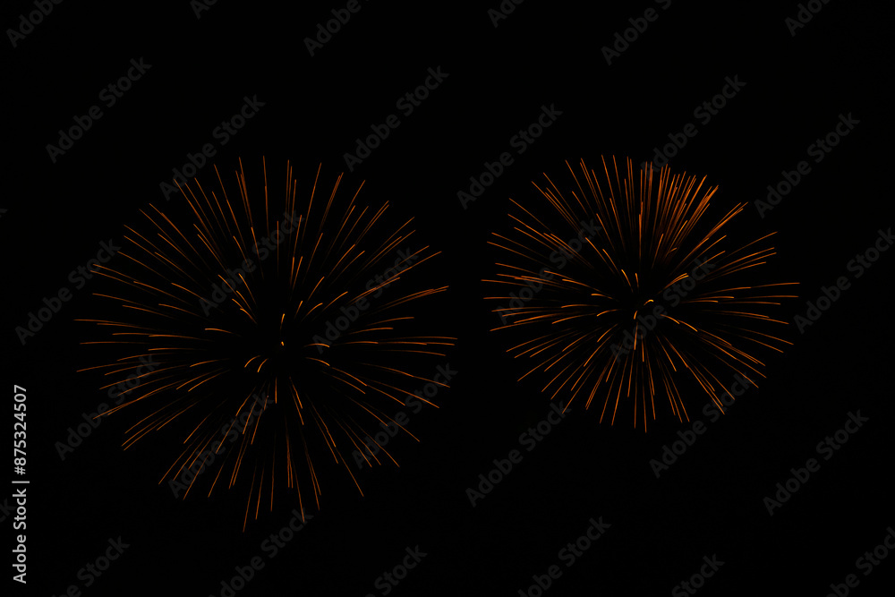 Huge multi coloured fireworks on the dark sky background. Fireworks festival celebration from Loto Quebec. Huge multi coloured fireworks on the dark sky background. Fireworks festival celebration from Loto Quebec.