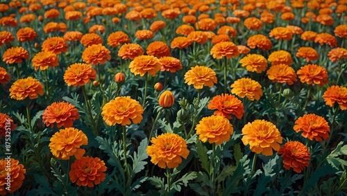 A painting inspired by the vibrant petals of marigolds in a summer garden ai_generated