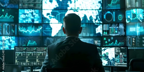 Cybersecurity Operations Monitoring and Management in a Digital Command Center. Concept Cybersecurity Operations, Monitoring, Management, Digital Command Center, IT Security Operations © Anastasiia