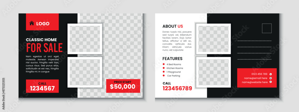 Home Sale Real Estate Postcard Template Design Home Sale Real Estate Postcard Template Design