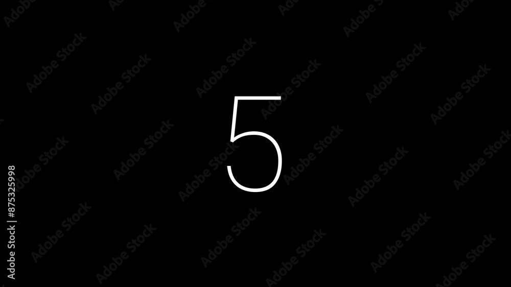 10 Seconds Countdown, White number on Black background