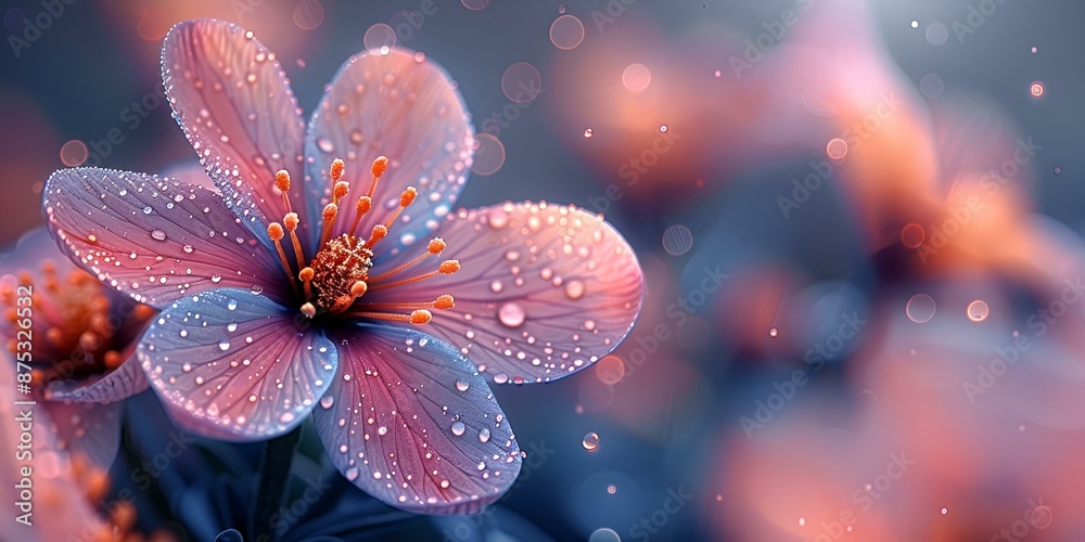 A stunning flower covered in water droplets. A stunning flower covered in water droplets.