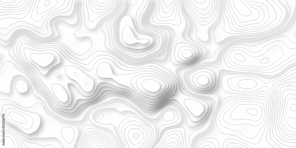 Vector white wave line geography landscape Topo contour map on white background. Geographic mountain relief diagram line wave carve pattern. Topographic world map contour lines map. Vector white wave line geography landscape Topo contour map on white background. Geographic mountain relief diagram line wave carve pattern. Topographic world map contour lines map.