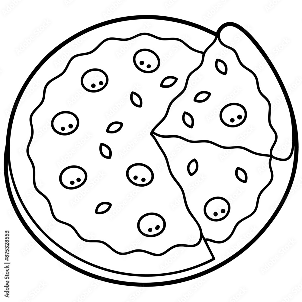 pizza outline coloring book page line art illustration digital drawing pizza outline coloring book page line art illustration digital drawing