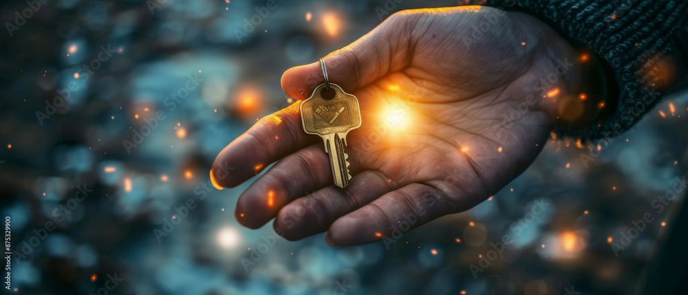 A close-up of a hand holding an old-fashioned golden key, surrounded by warm, glowing light particles. A close-up of a hand holding an old-fashioned golden key, surrounded by warm, glowing light particles.