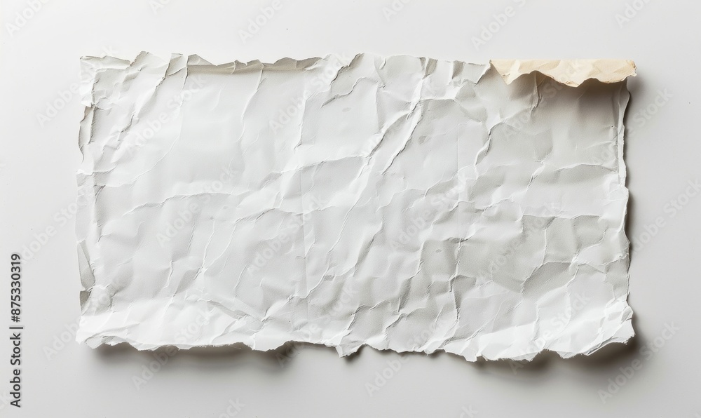 Obraz premium Torn-edged white paper on a pure white background. Ideal for graphic design, scrapbooking, and stationery mockups