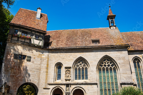 Facade of the Protestant church of St. Wolfgang in Rothenburg ob der Tauber in Middle Franconia