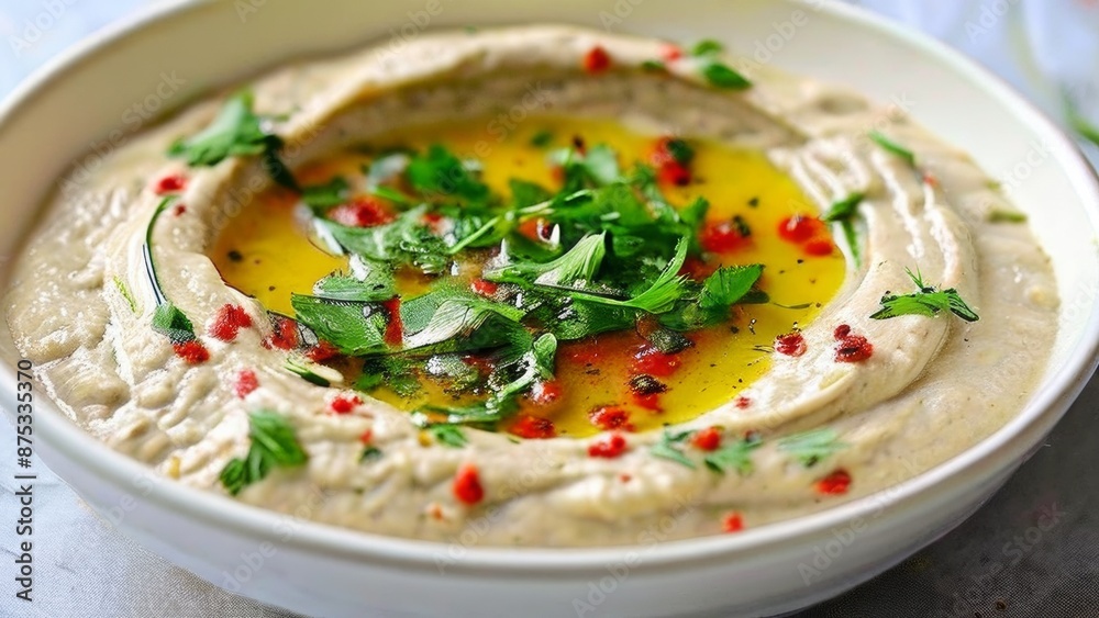 Babaganush is a dish of Oriental cuisine. Babaganush is a dish of Oriental cuisine.