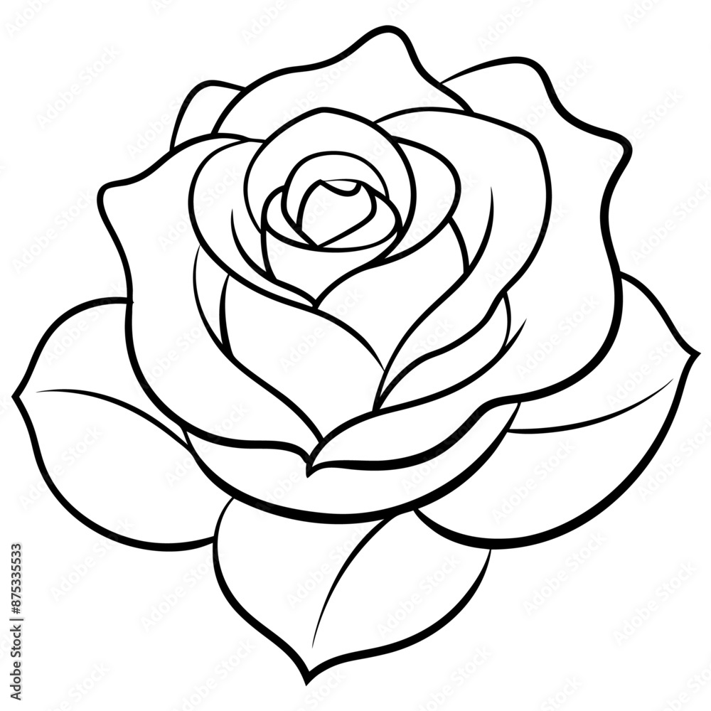 rose outline coloring book page line art illustration digital drawing rose outline coloring book page line art illustration digital drawing