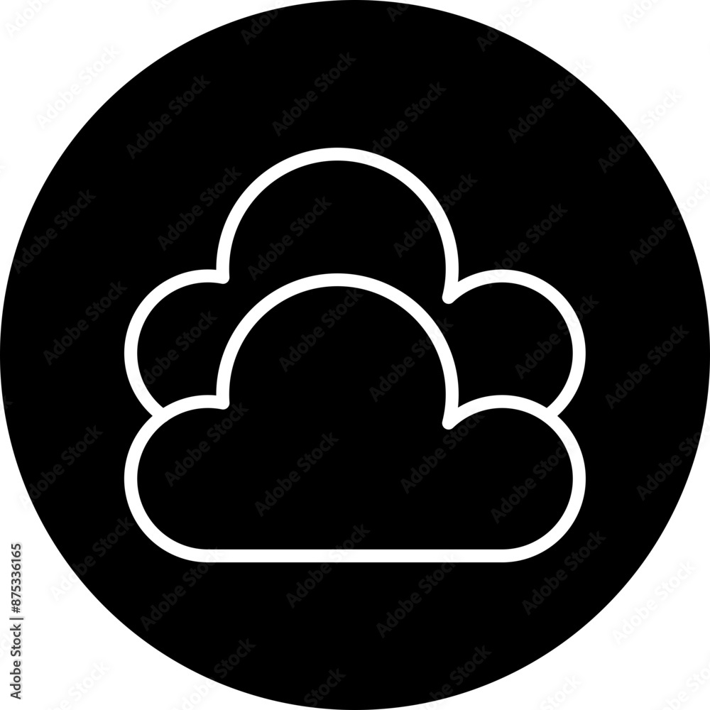 Cloud Vector Line White Circle Black Cloud Vector Line White Circle Black