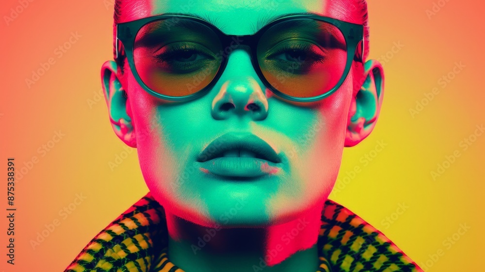 Retro futuristic poster with 80s and 90s high fashion aesthetic. Grunge noise Creative Mixed media collage. Stylish vintage backdrop, grunge graphic design style.