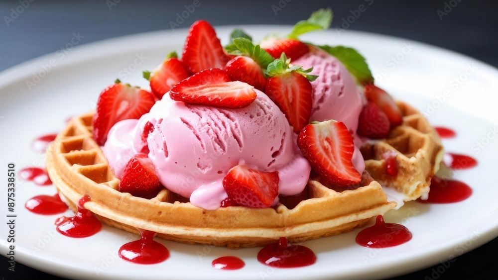 Tacos with waffles and strawberry ice cream. Tacos with waffles and strawberry ice cream.