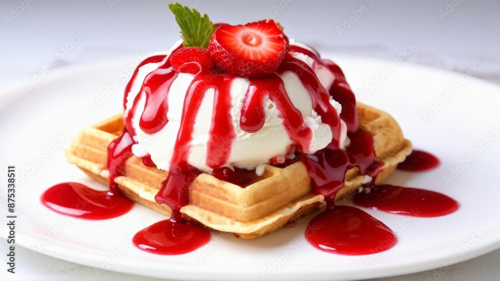 Tacos with waffles and strawberry ice cream. Tacos with waffles and strawberry ice cream.
