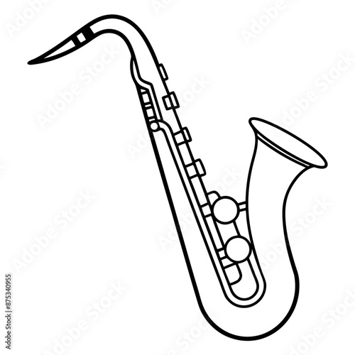saxophone outline coloring book page line art illustration digital drawing