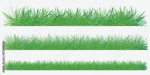 Green grass silhouette. Vector set spring field planting shapes lawn or borders garden.