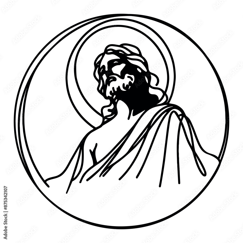 One continuous line drawing, Jesus Christ is risten. Easter. Vector One continuous line drawing, Jesus Christ is risten. Easter. Vector