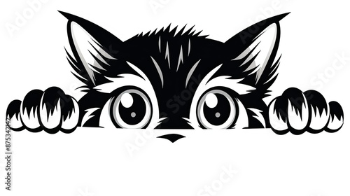 Cartoon Peeking Cat face 